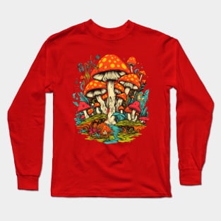 Psychedelic World Sketches Magic Shrooms Long Sleeve T-Shirt